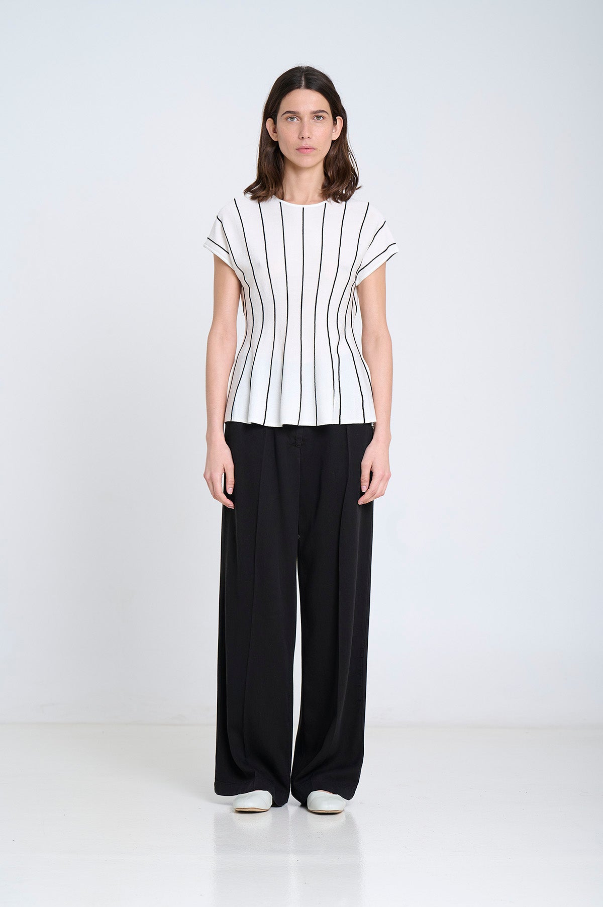 Vertical Striped Peplum Top
