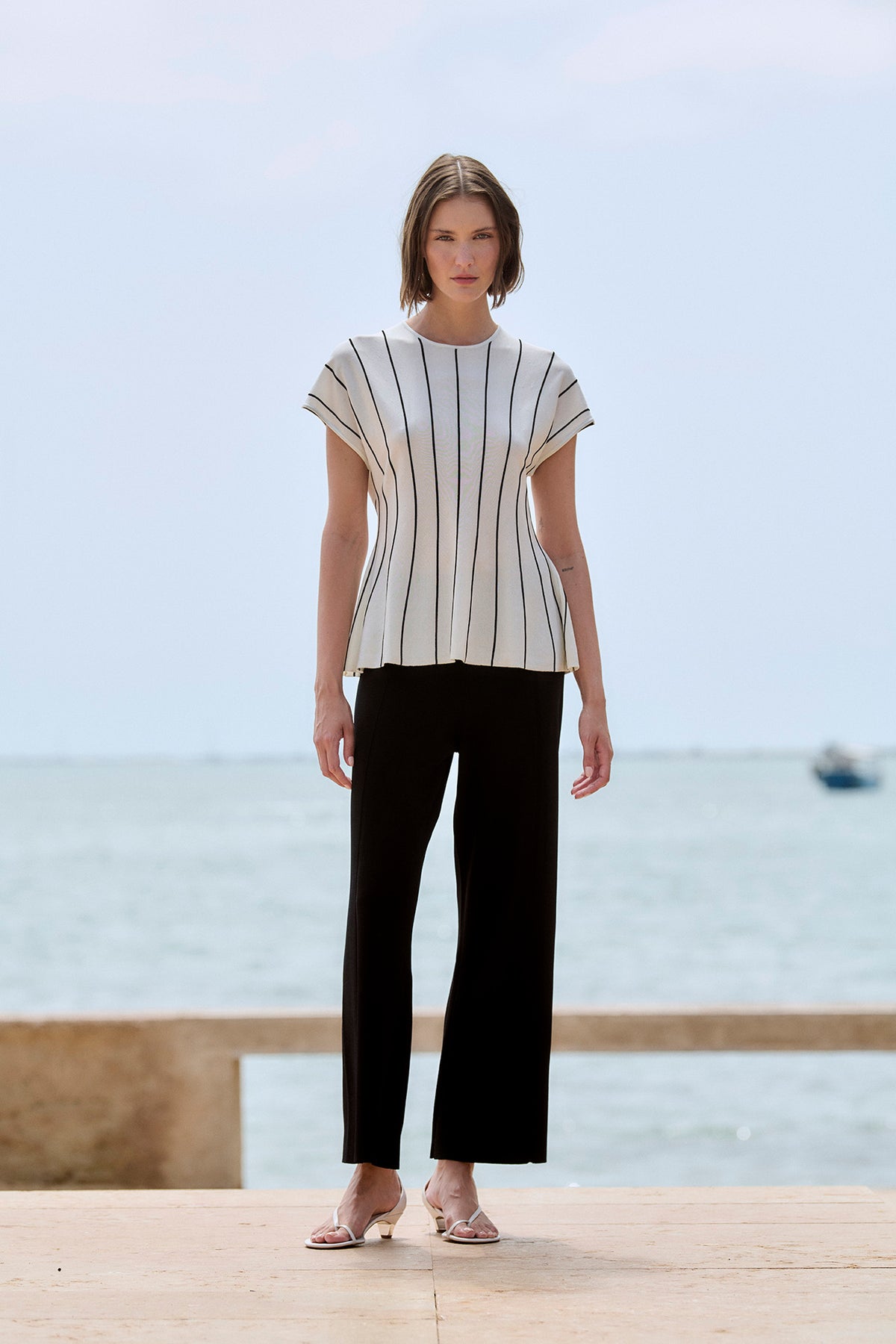 Vertical Striped Peplum Top