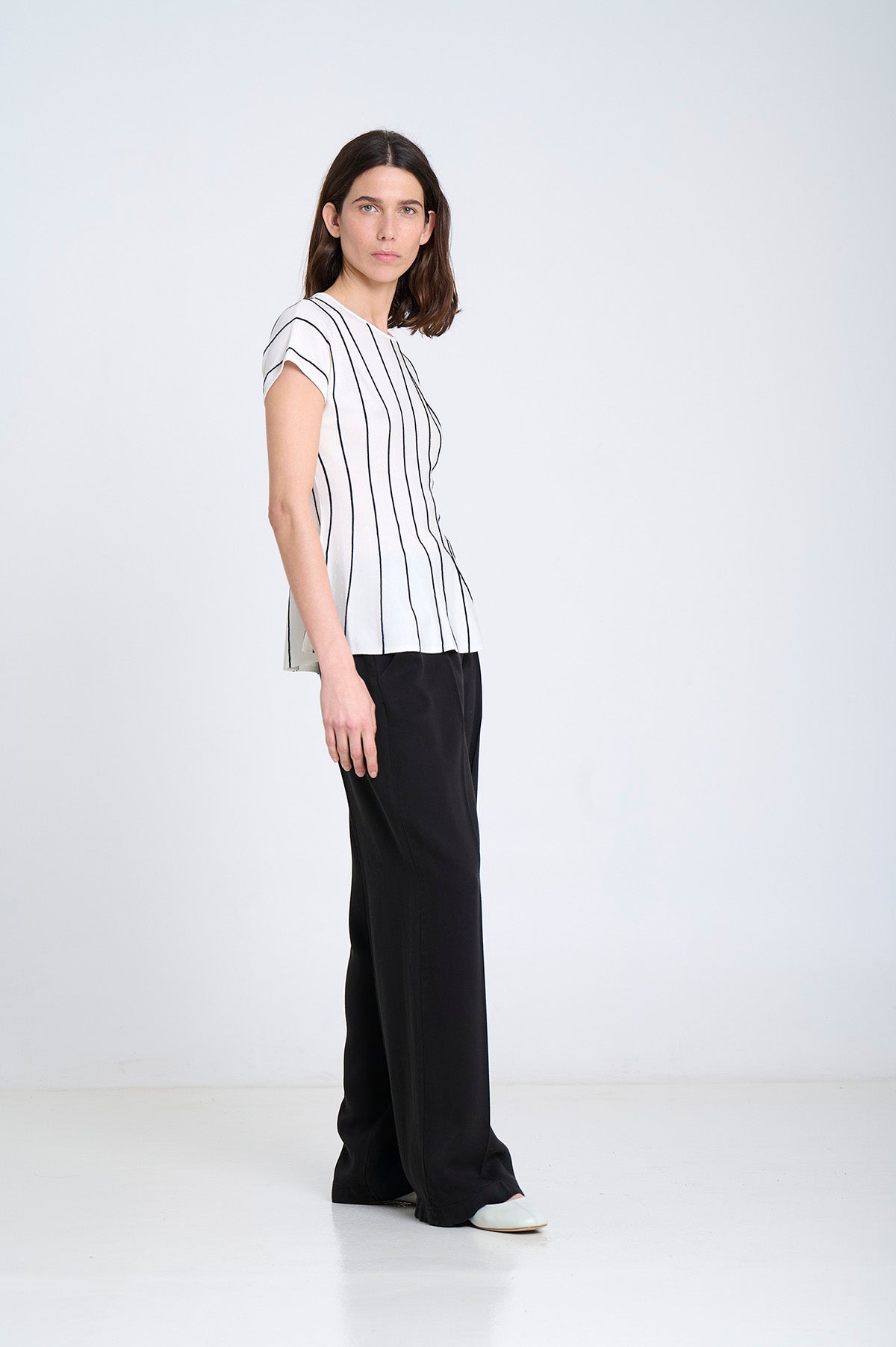 Vertical Striped Peplum Top