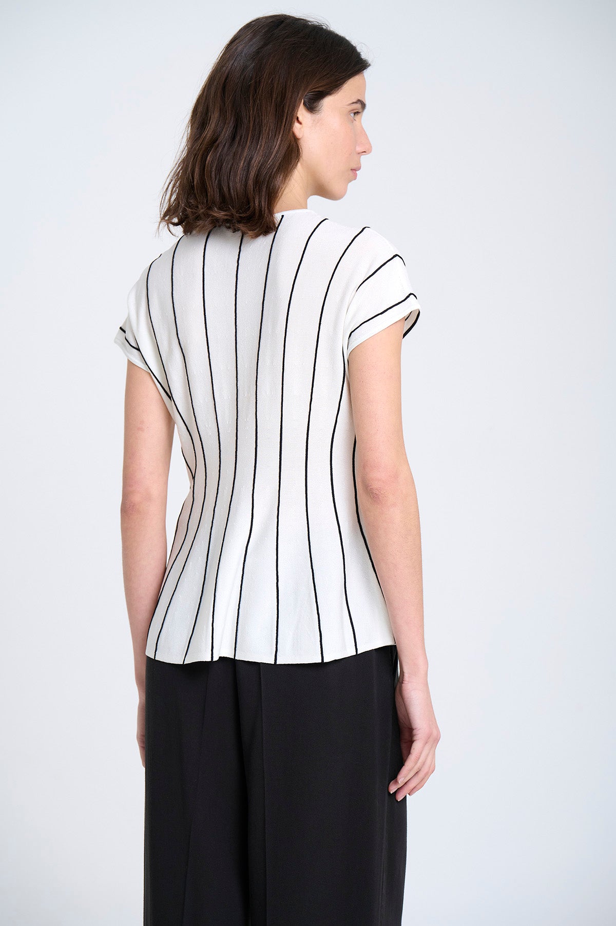 Vertical Striped Peplum Top