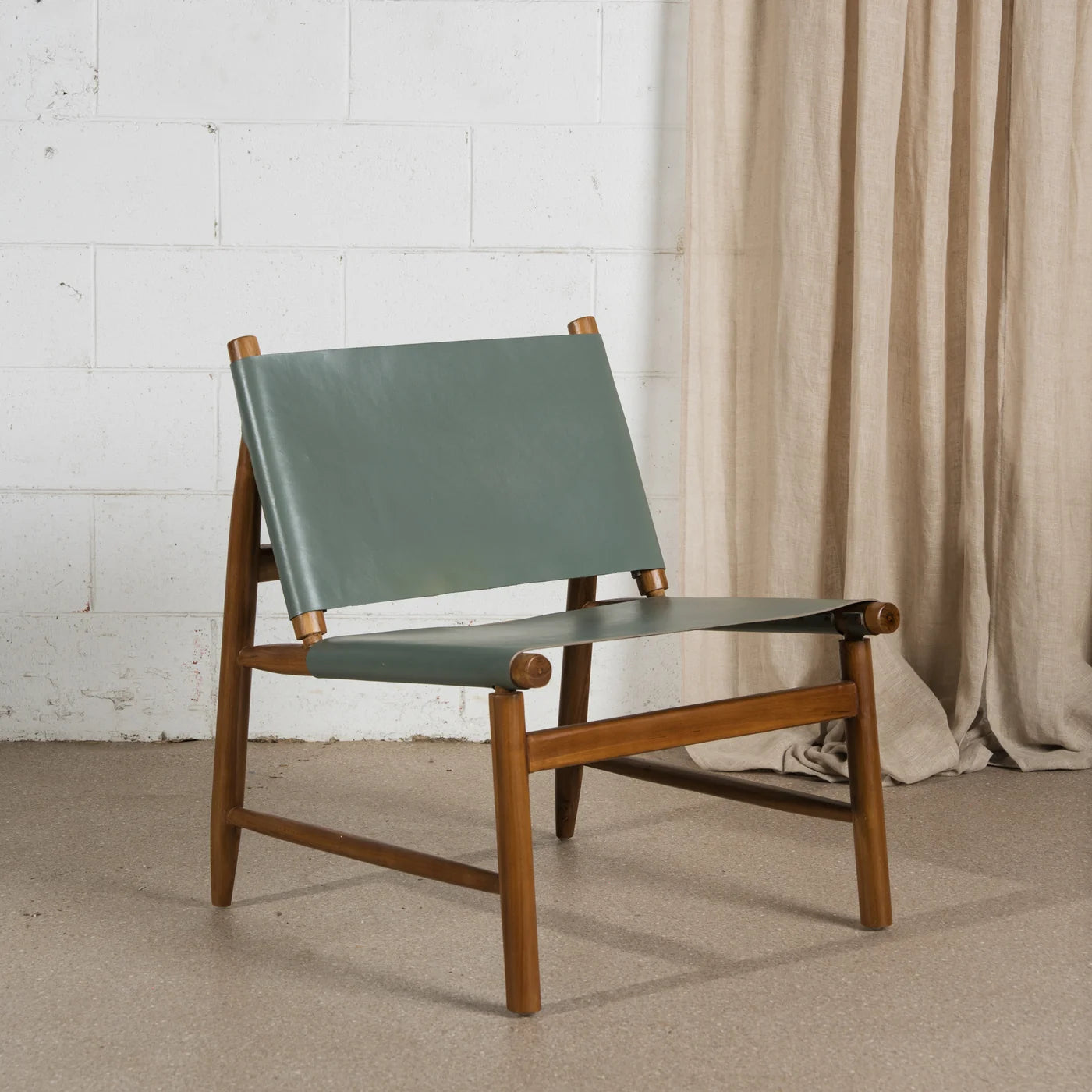 Anwar Leather and Teak Chair