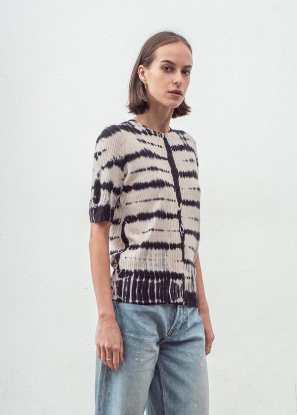 N.139 Tie Dye Skinny Rib Crew | Cashmere Blend