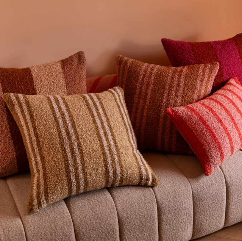 Boucle Trio Stripe Cushion | Ivory Sand