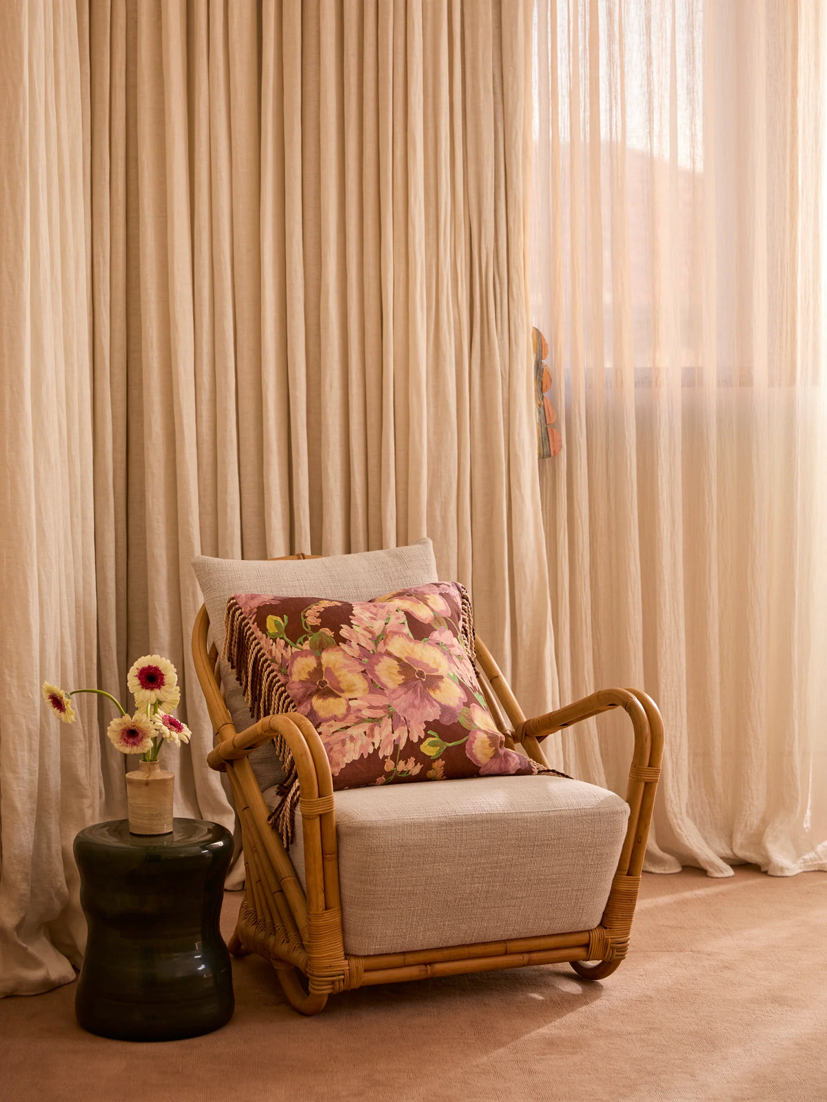 Mountain Floral Linen Cushion