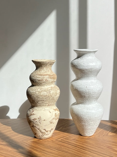 White Curved Tower Vase