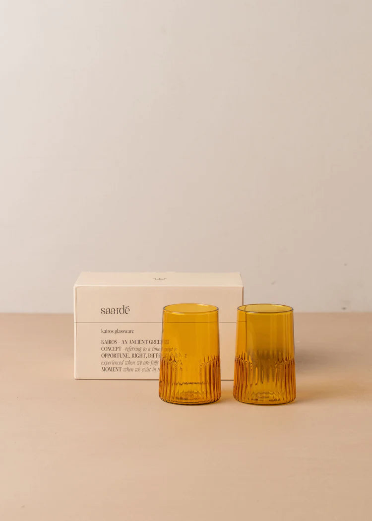 Kairos Water Glass 2 Set | Yellow Topaz