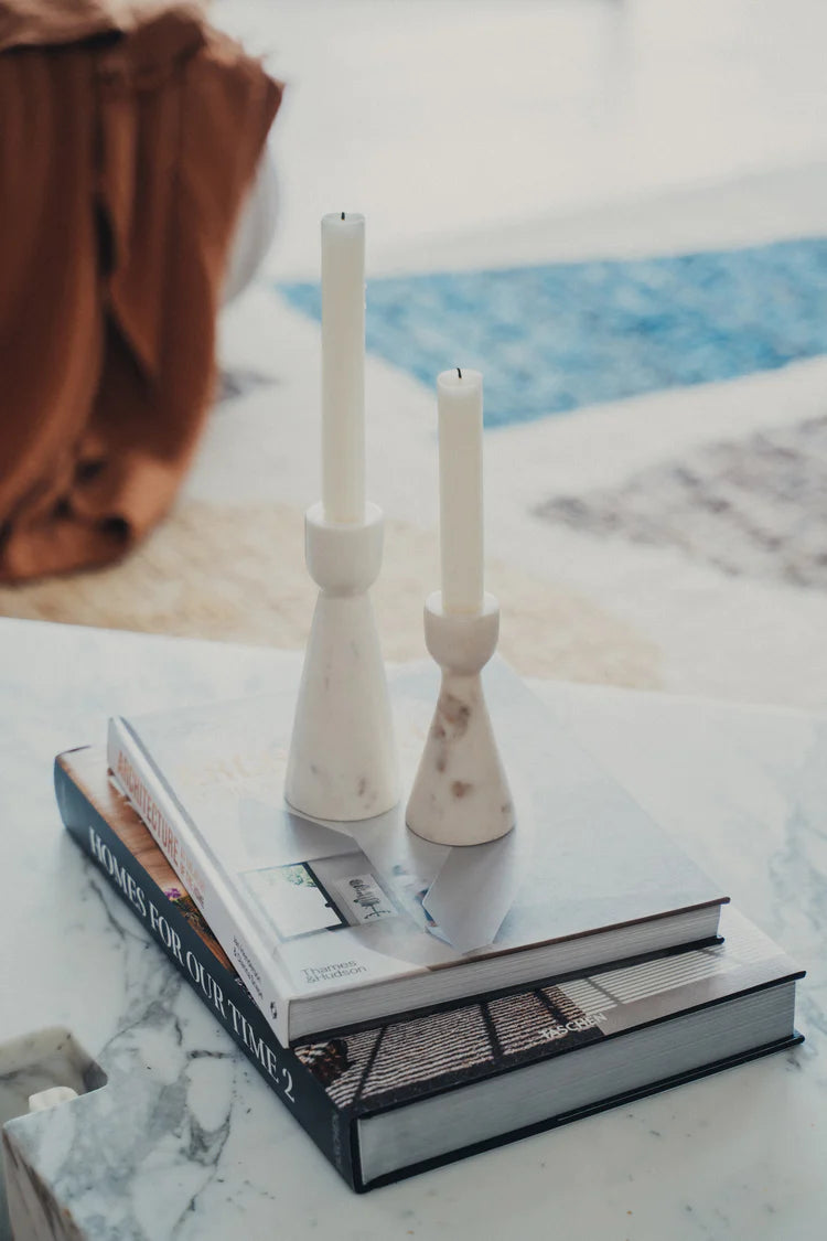 Muum Marble Candle Holders set of 2 | White