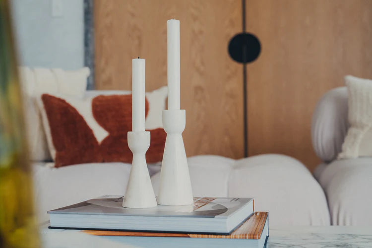 Muum Marble Candle Holders set of 2 | White