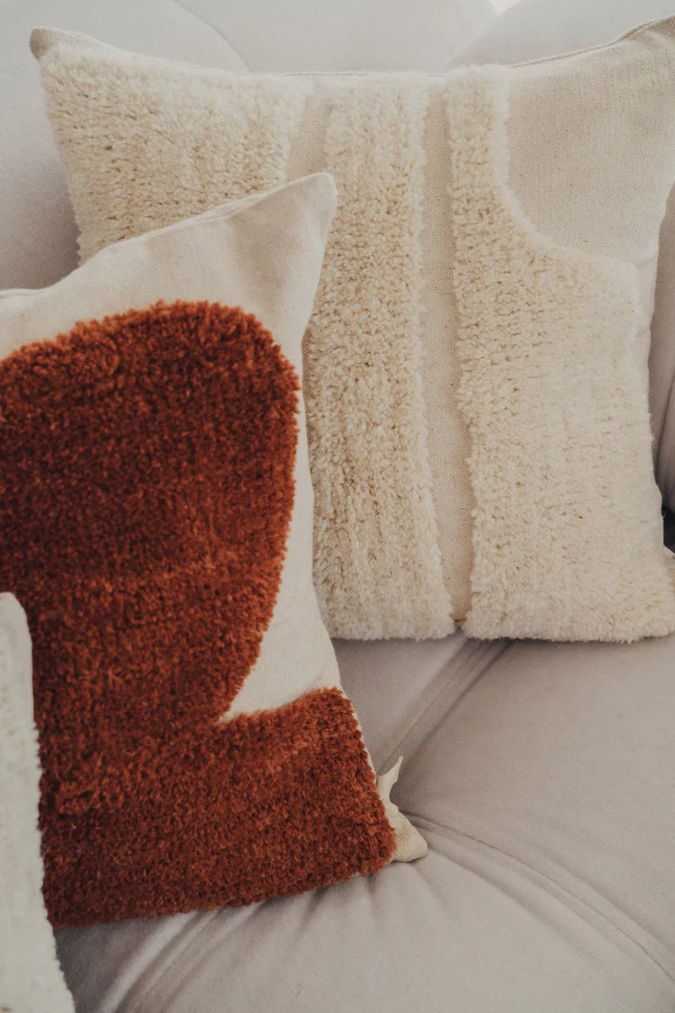 Abstract Square Cushion | Ivory