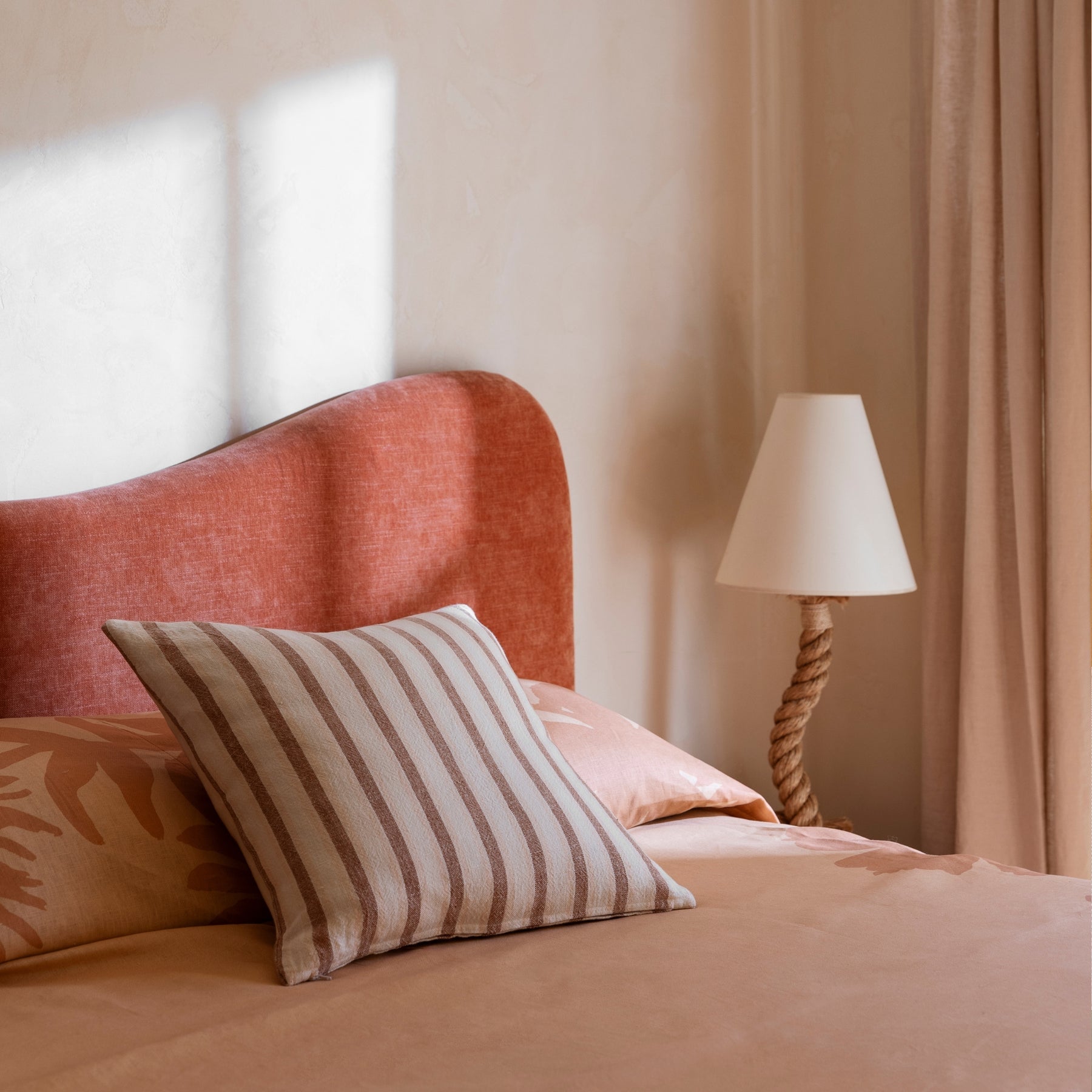 Linear Tan Linen Cushion 50cm