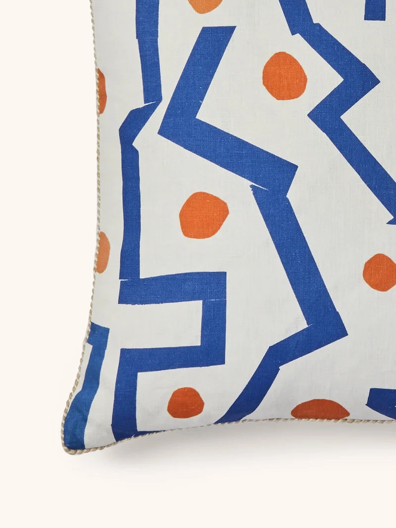 Memphis Blue Linen Cushion