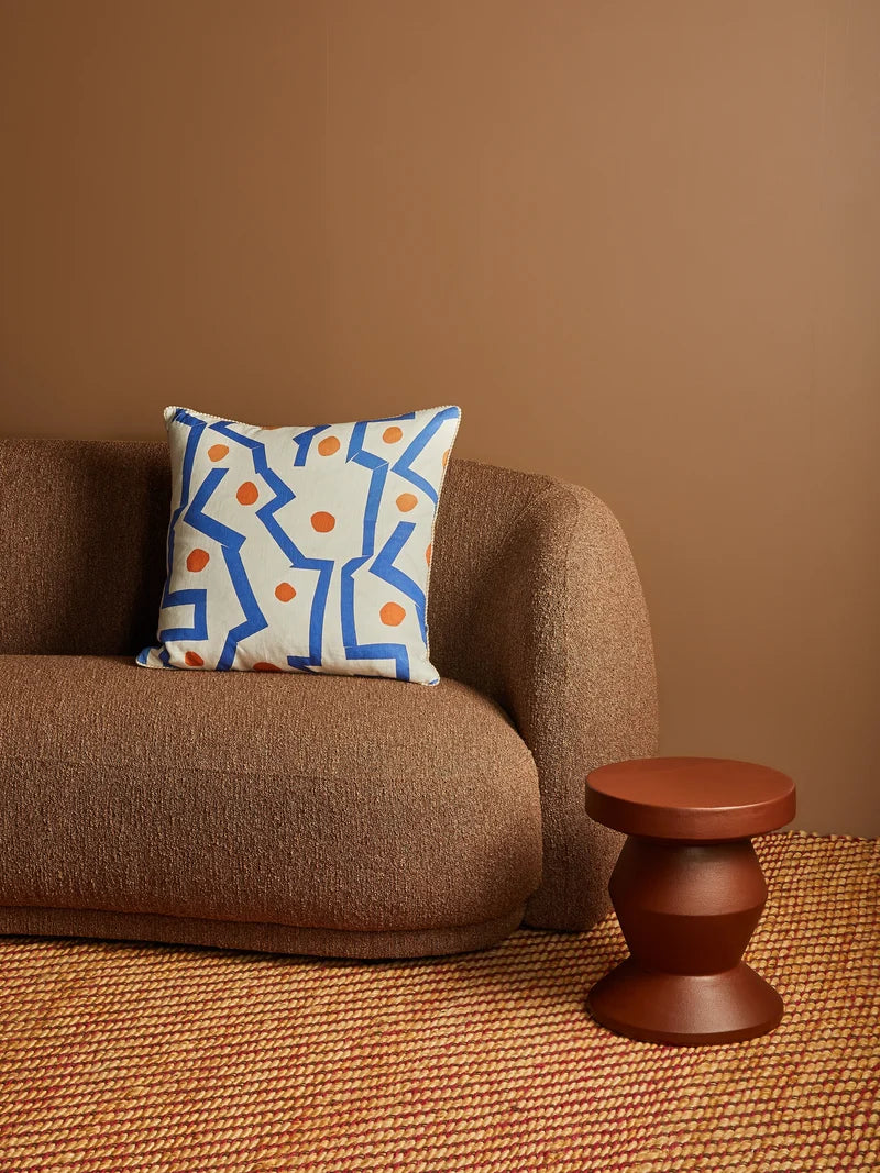 Memphis Blue Linen Cushion