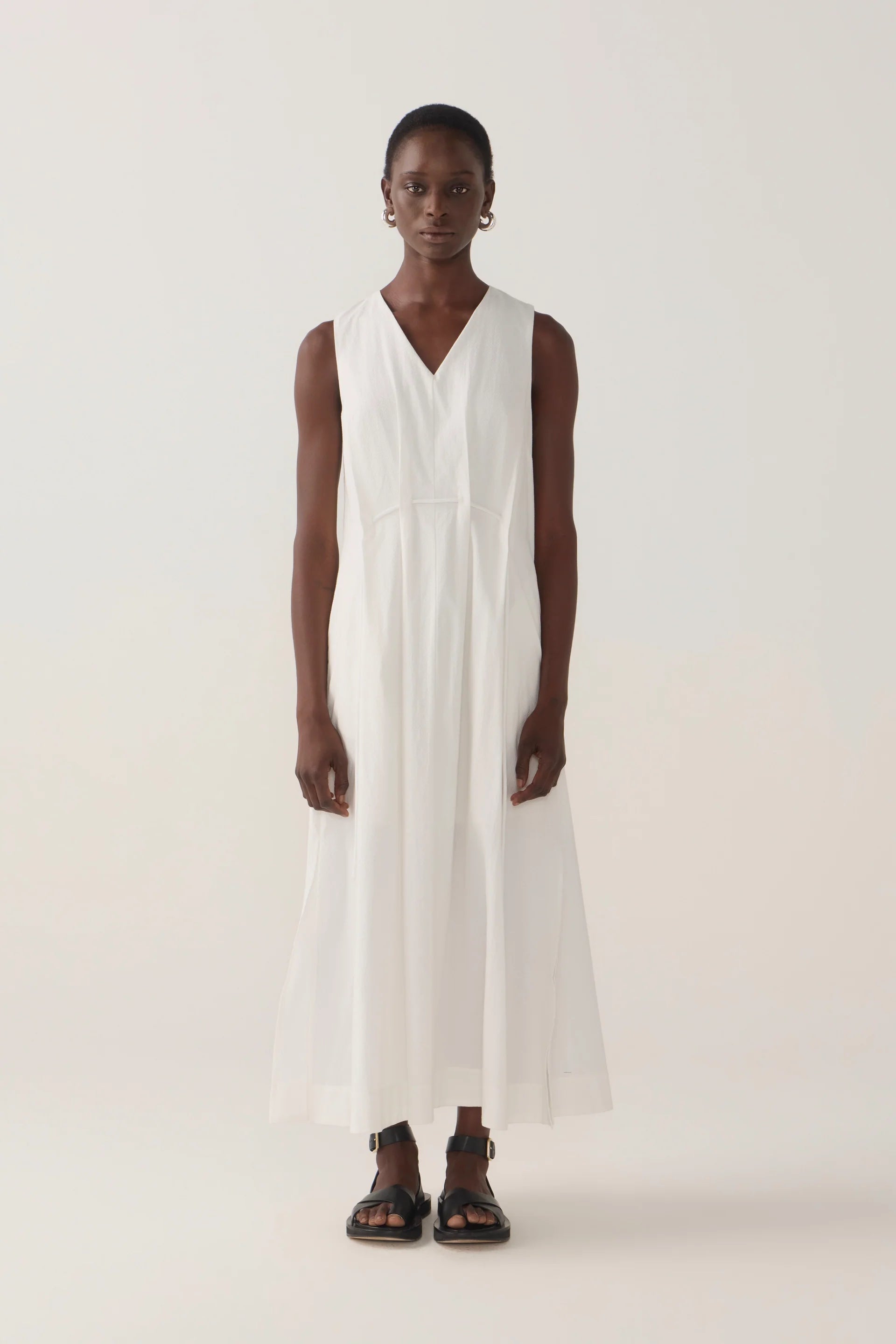 Frankie Dress | White Spotty Cotton