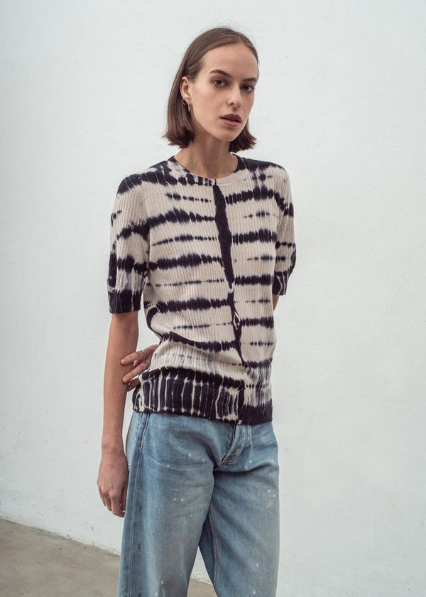 N.139 Tie Dye Skinny Rib Crew | Cashmere Blend