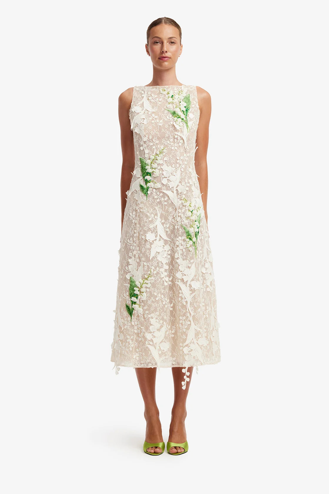 Cleo Embellished Lace Sleeveless Midi Dress