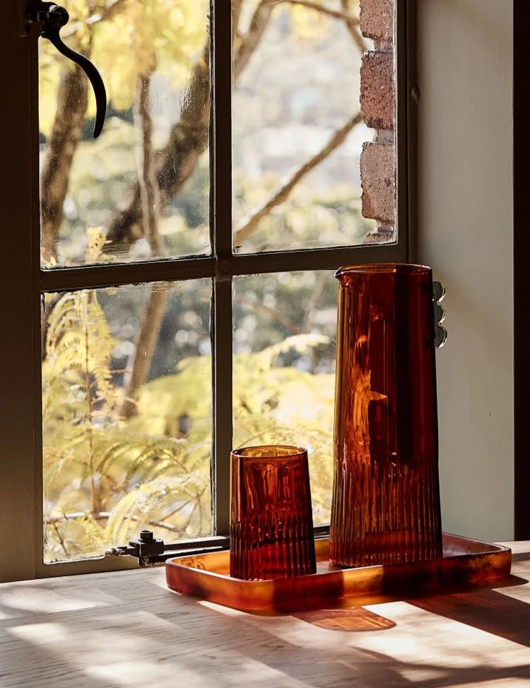 Kairos Water Glass 2 Set | Dark Amber