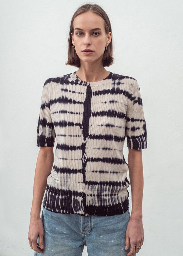 N.139 Tie Dye Skinny Rib Crew | Cashmere Blend