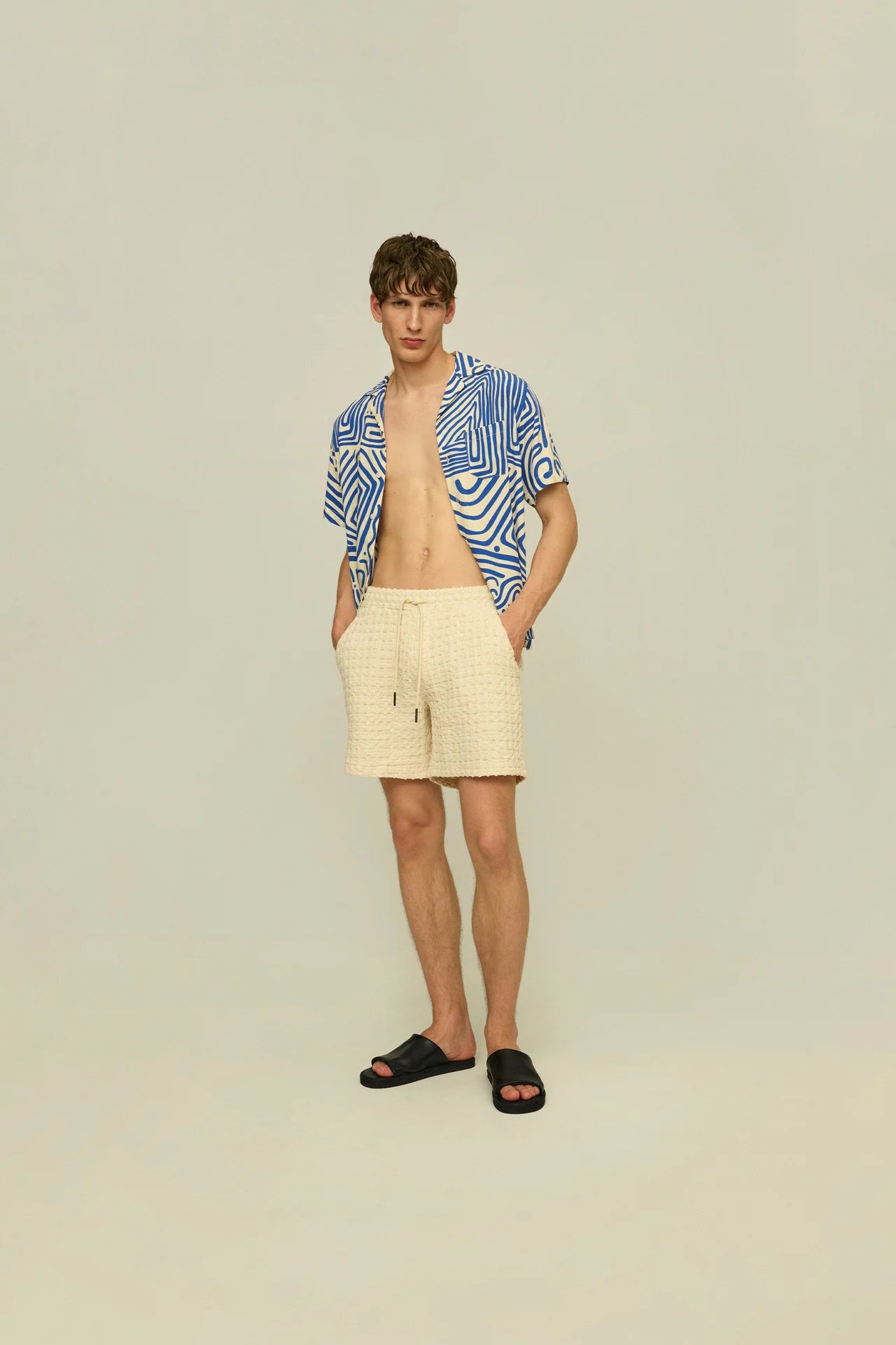 Ecru Porto Waffle Shorts
