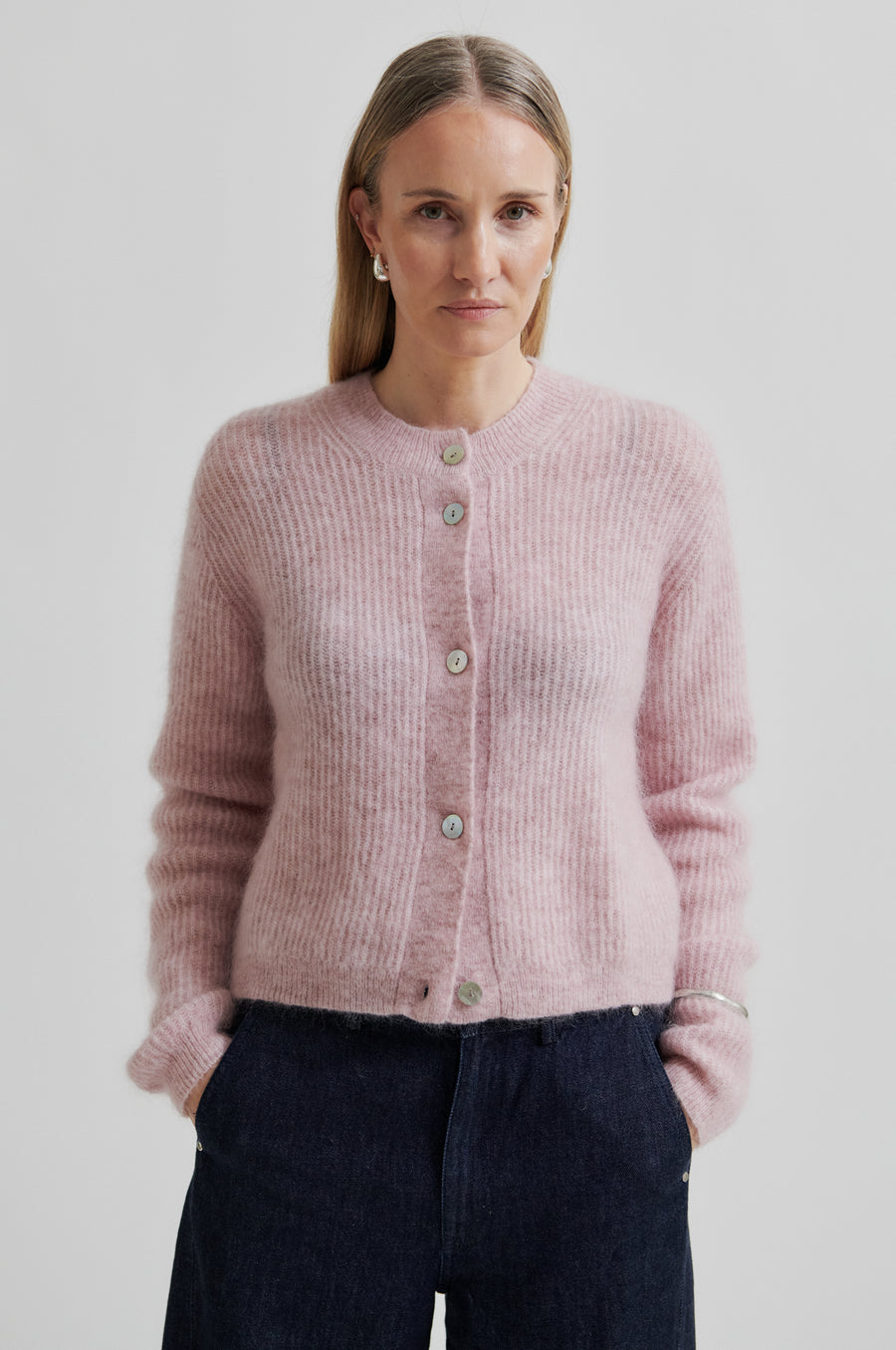 Andrea Knit Rib Cardigan LS