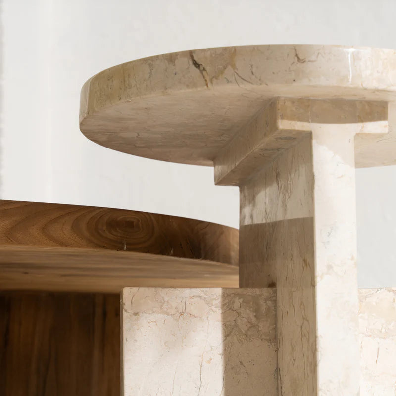 Aoi Travertine Side Table
