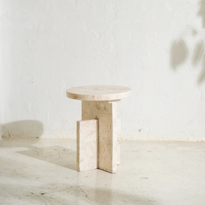 Aoi Travertine Side Table