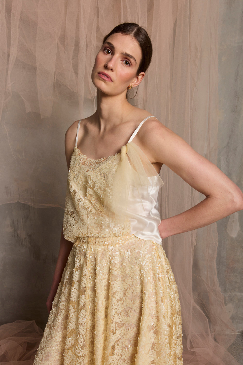 Cortona Silk Tulle Top