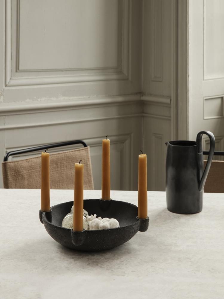 Bowl Candle Holder | Ceramic Dark Grey