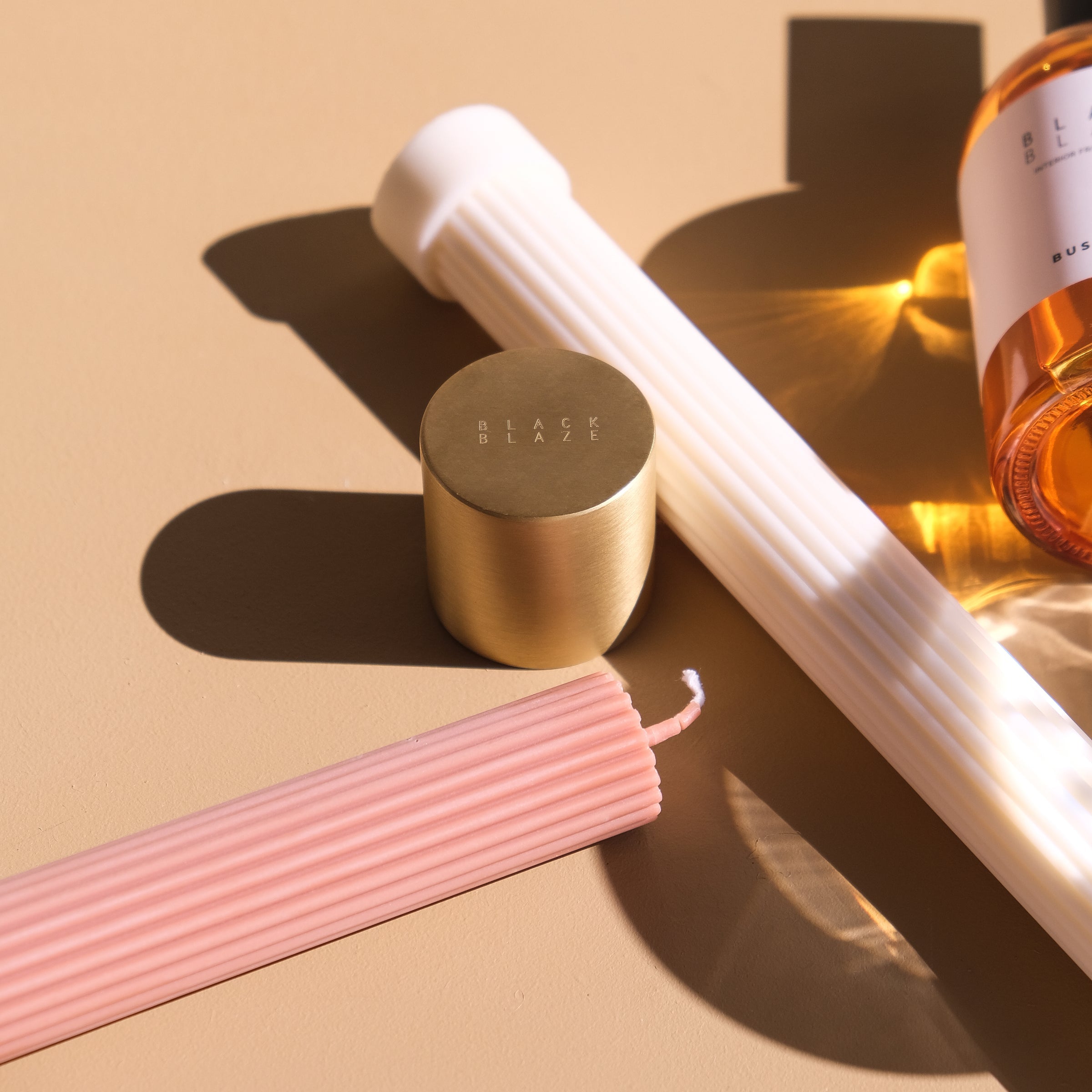 Column Pillar Candle Duo- Peach