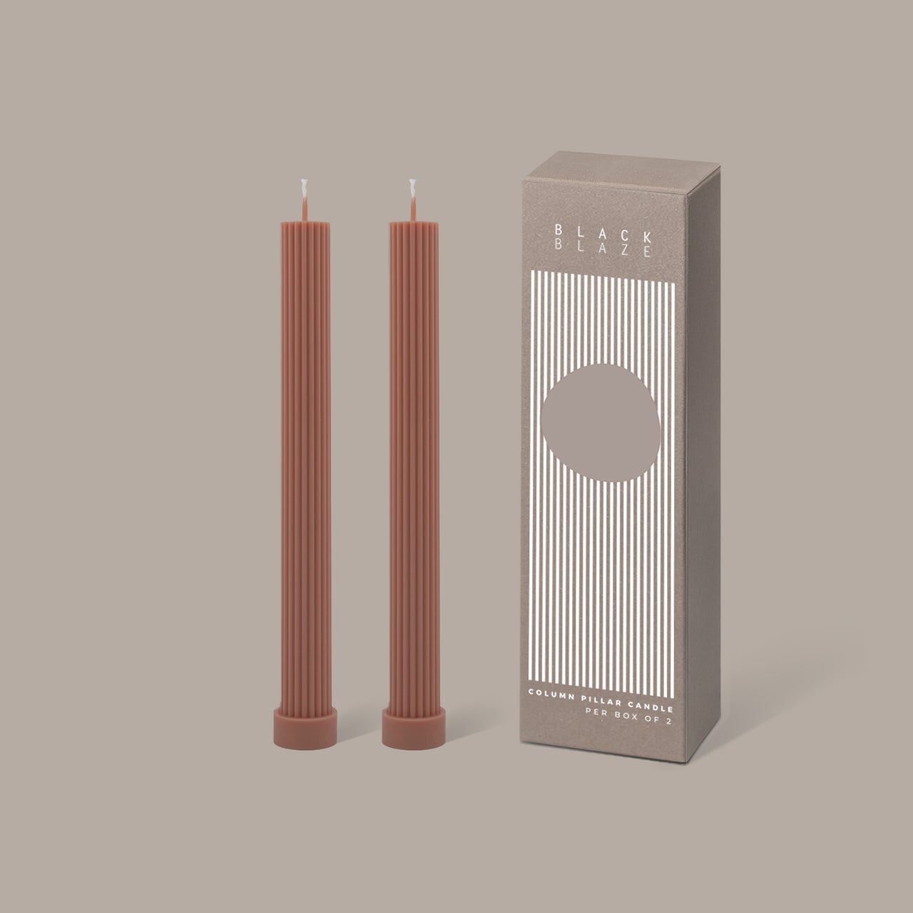 Column Pillar Candle Duo- Peach