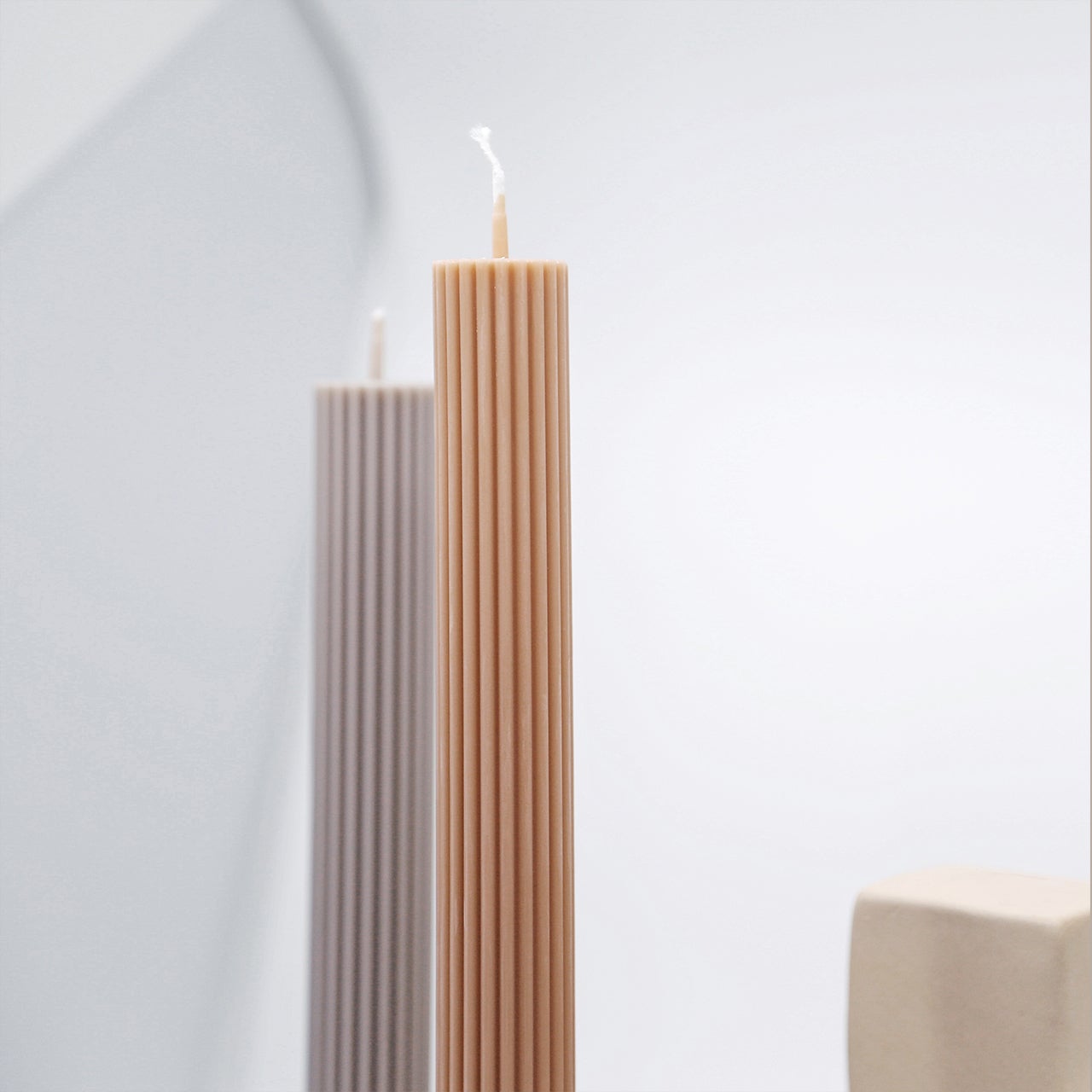 Column Pillar Candle Duo- Peach