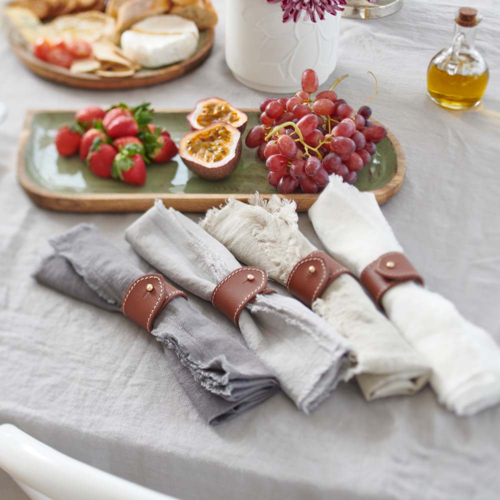 Soft Leather Napkin Rings Set of 4