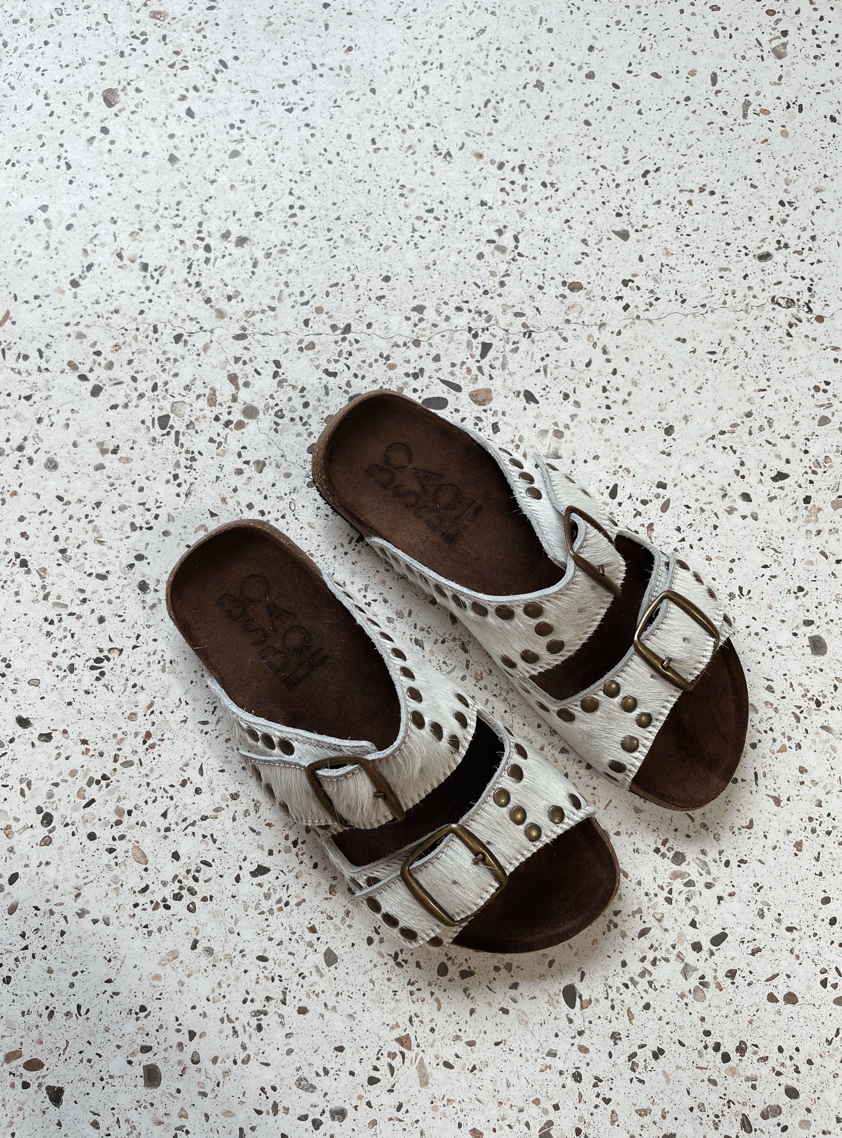 Isabel Stud Slide | White