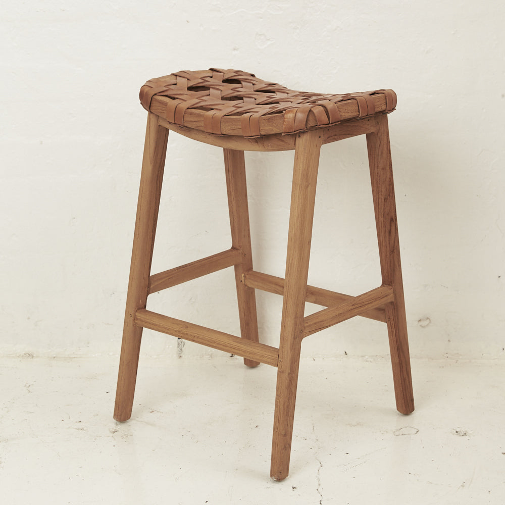 Ellery Woven Leather Barstool