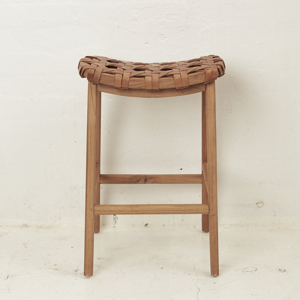 Ellery Woven Leather Barstool