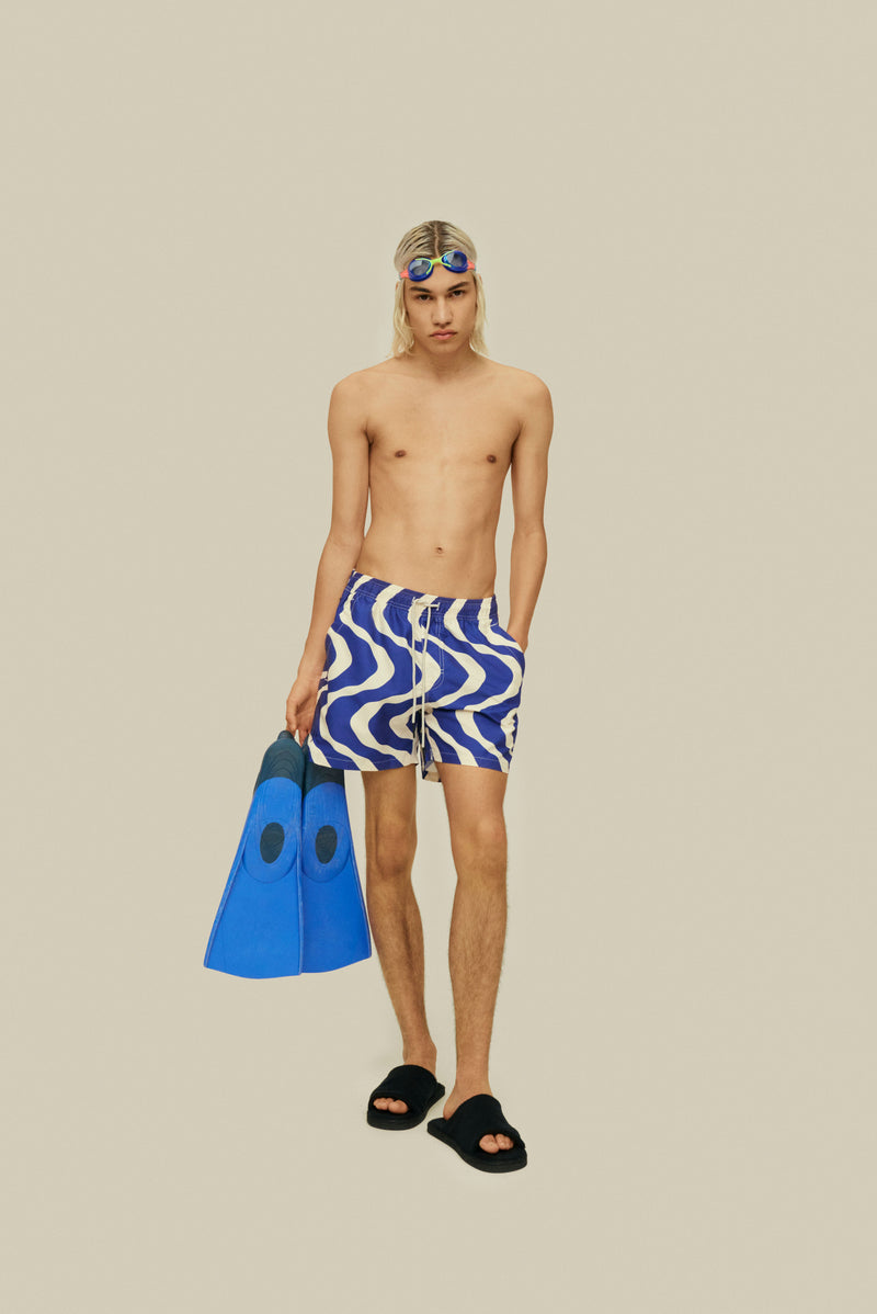 Blue Rippling Swim Shorts