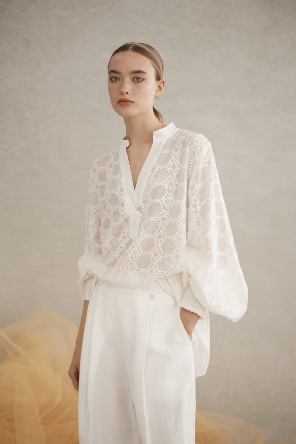 Rea Shirred Cuff Shirt