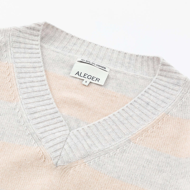 Wide Stripe V Neck Knit