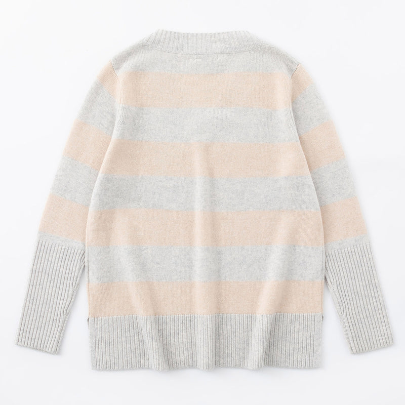 Wide Stripe V Neck Knit