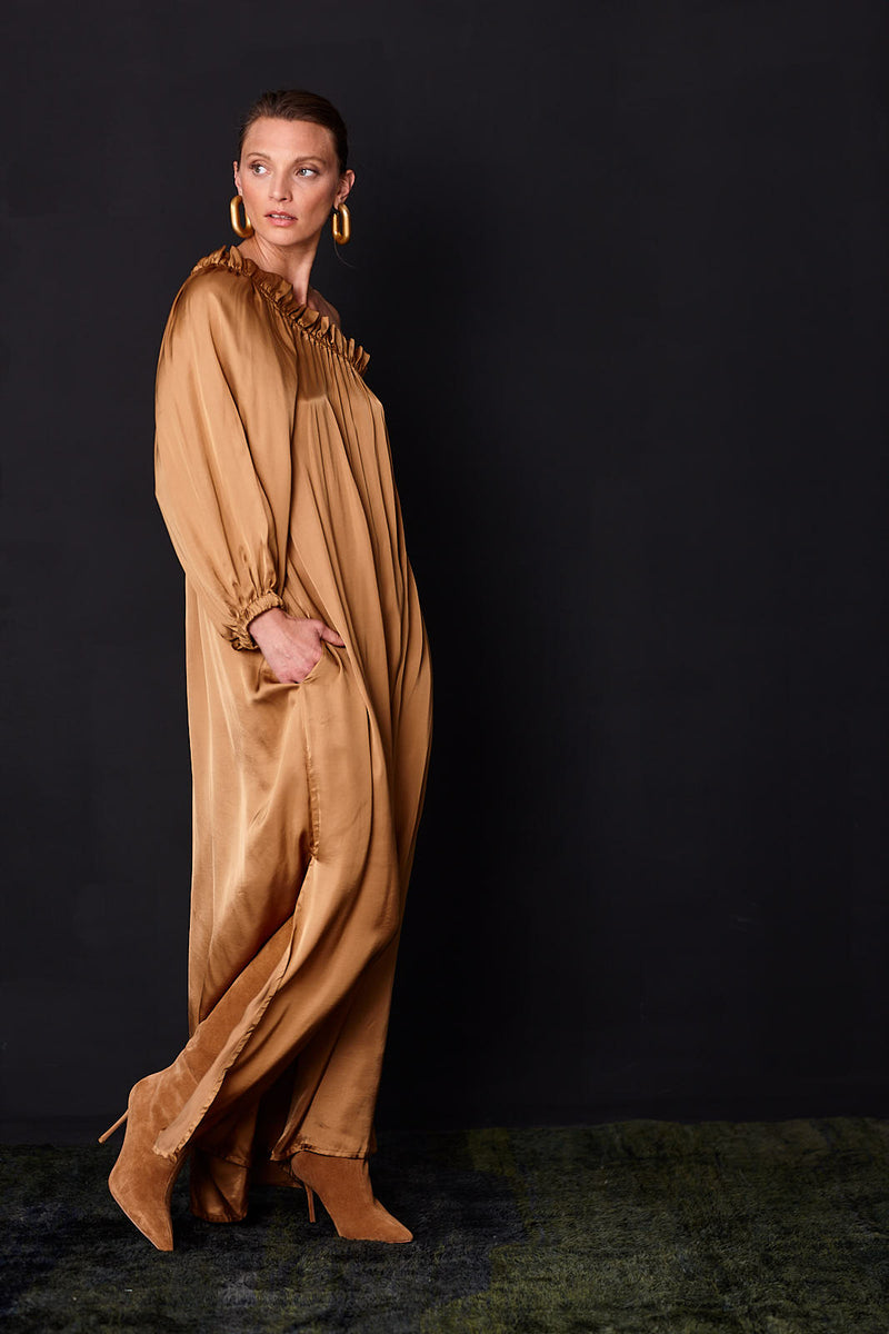 Celina One Shoulder Maxi Dress | Camel