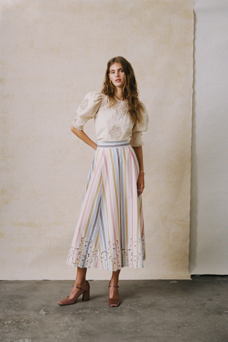 Poplin Embroidered Skirt