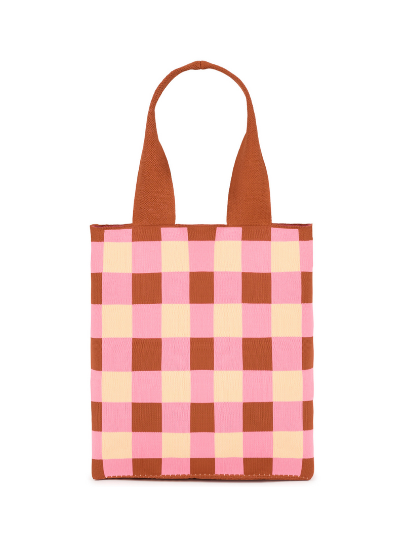 Checkered Knitted Tote Bag