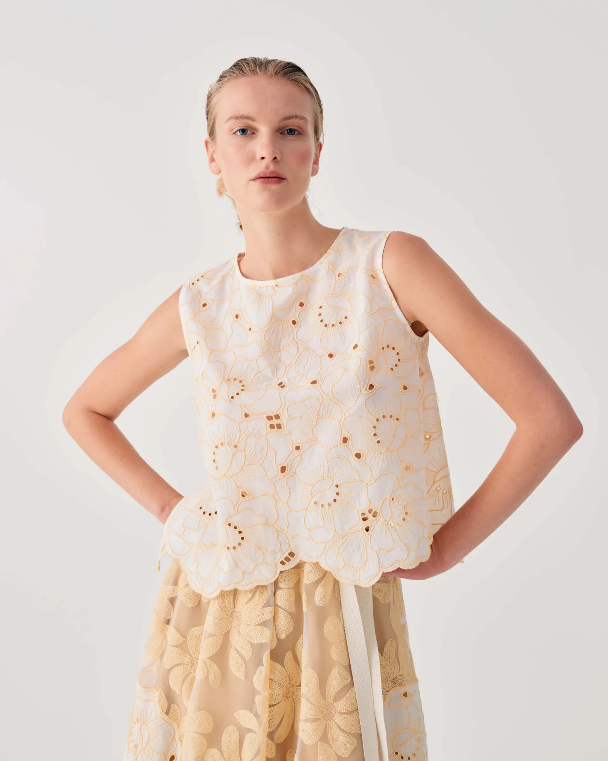 Embroidered Organza Top
