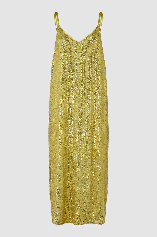 Shine On Slip Dress | Golden Olive