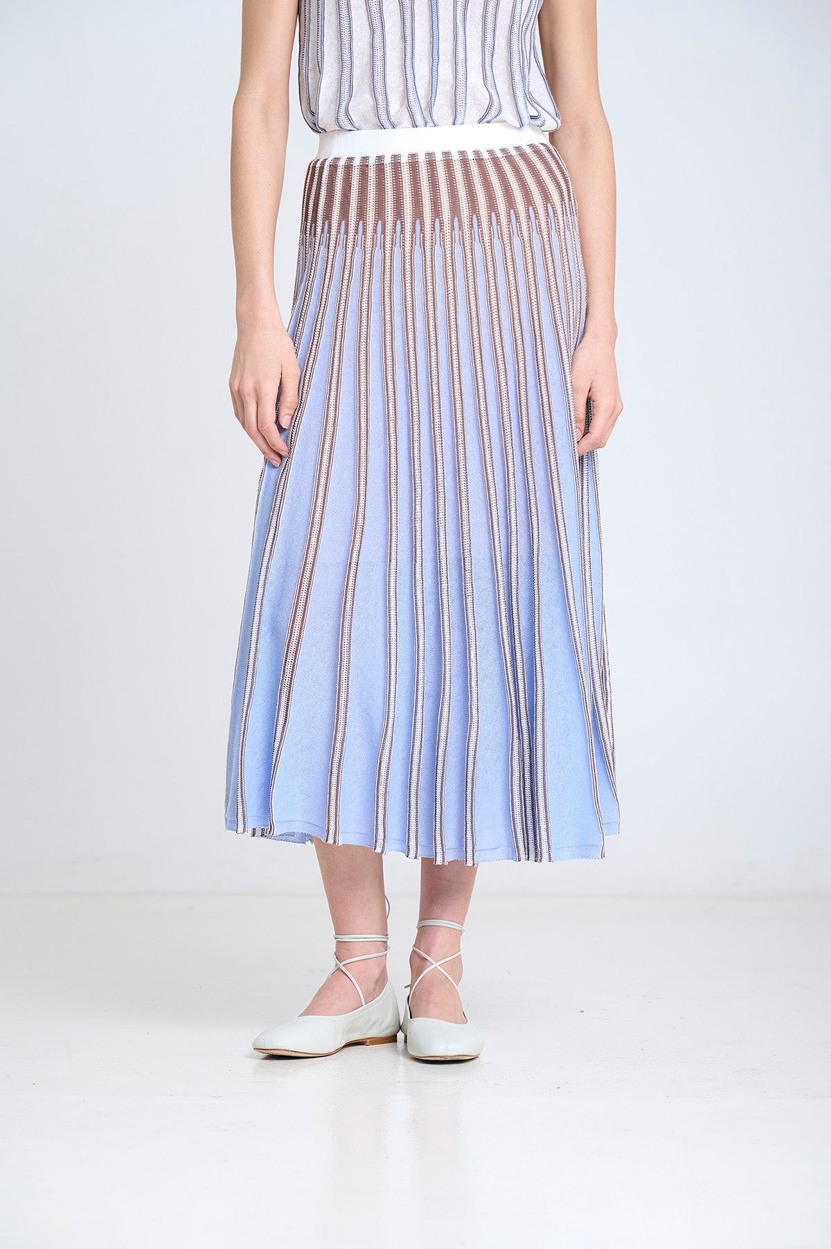 Striped Radial Knit Skirt