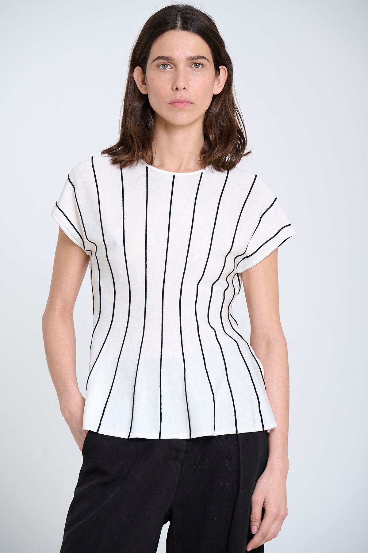Vertical Striped Peplum Top