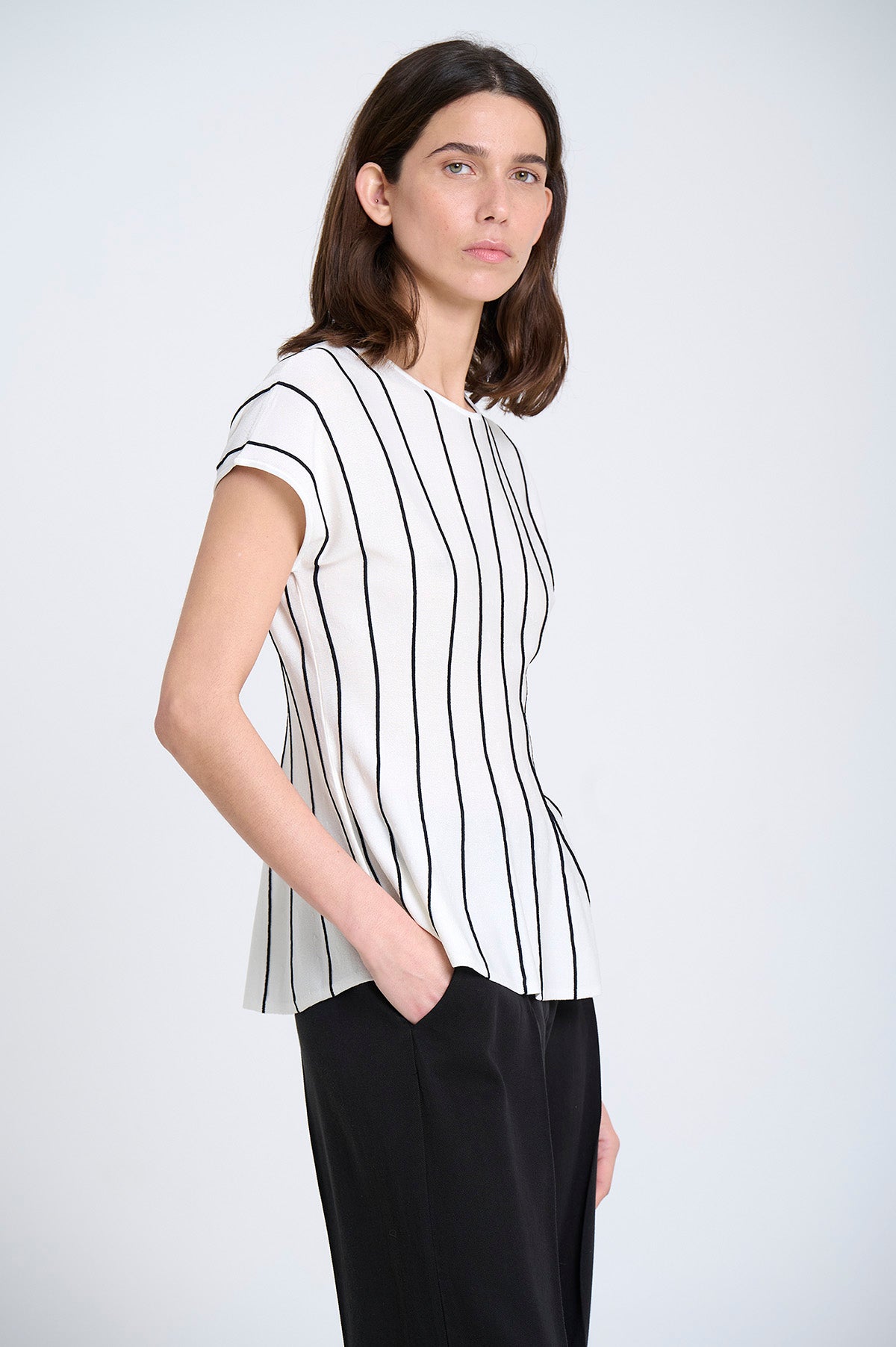 Vertical Striped Peplum Top