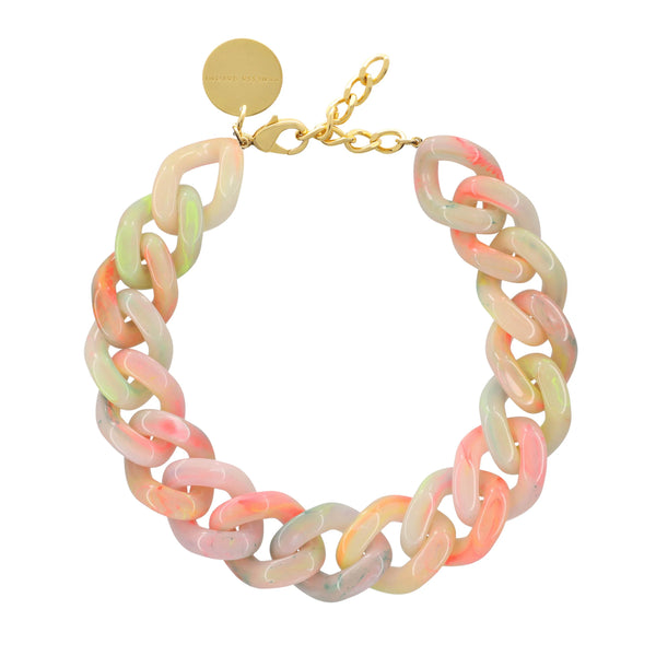 Big Flat Chain Necklace | Neon Rainbow