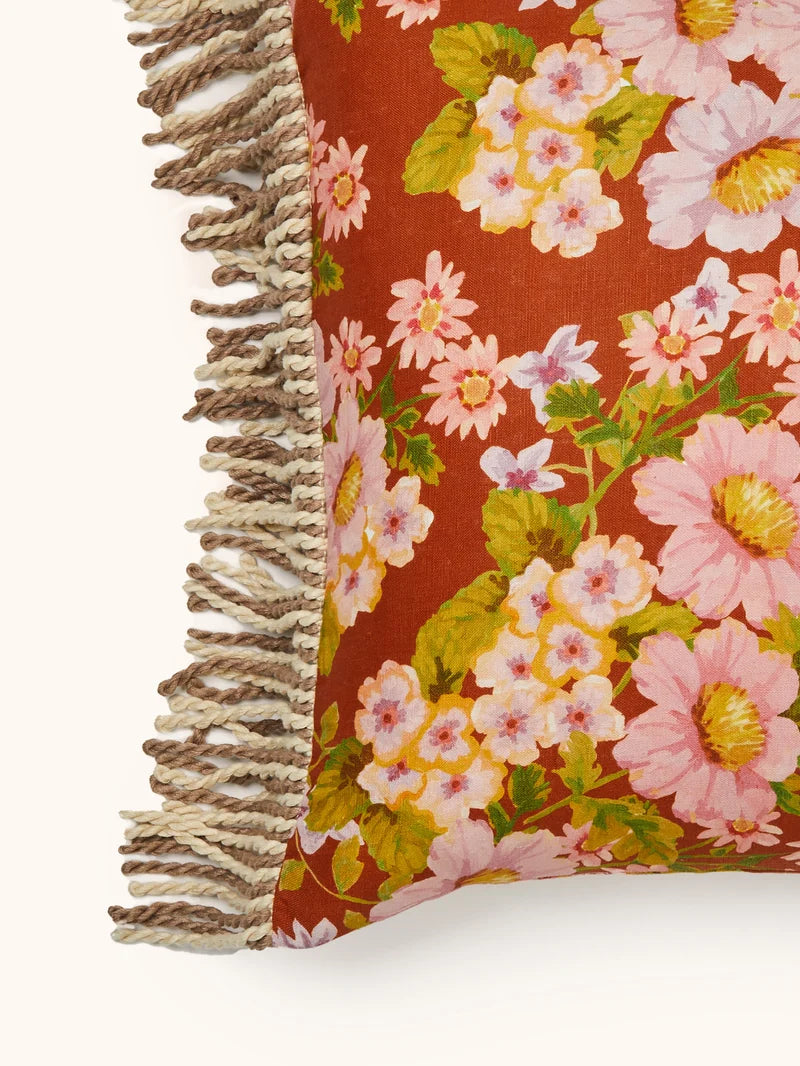 Buttercup Rust Linen Cushion