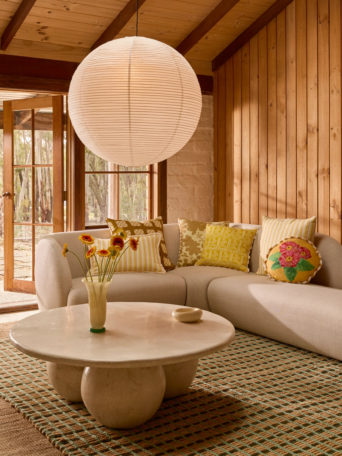 Garden Stripe Yellow Cushion