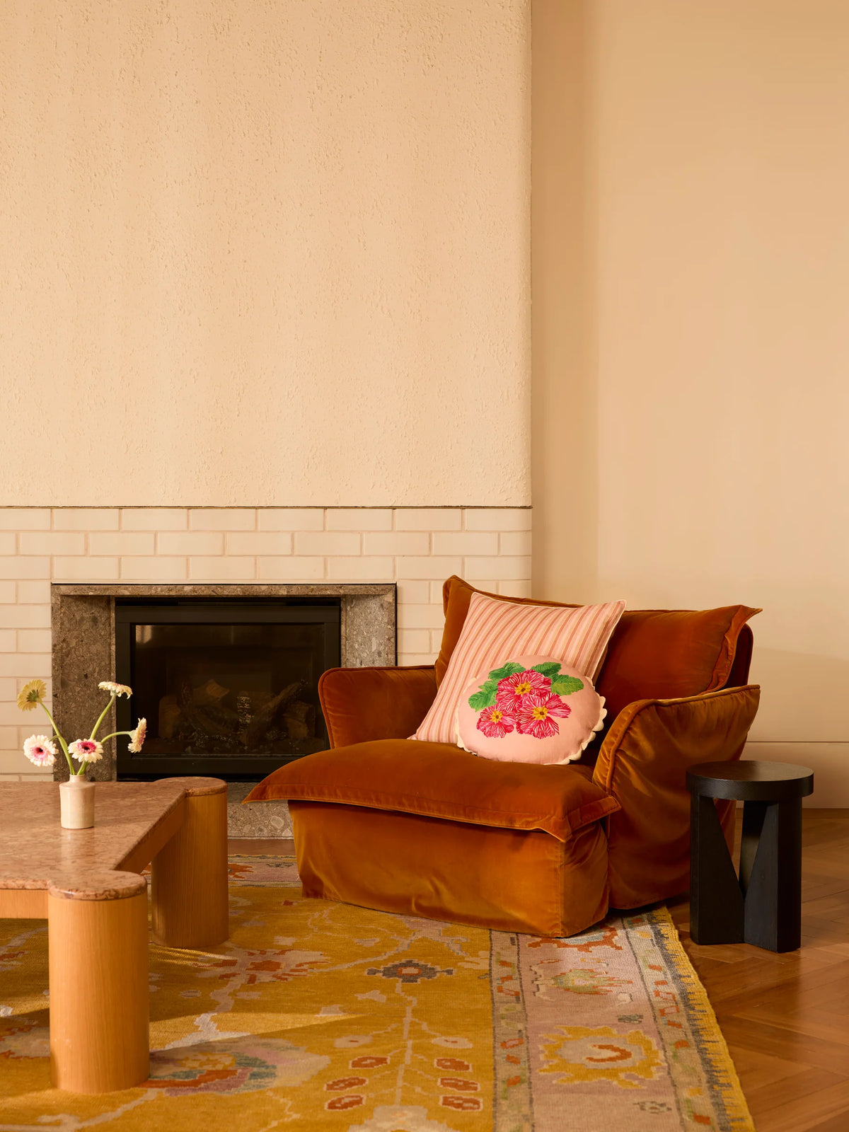 garden Stripe Pink Cushion